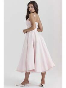 Vestidos Elegantes De Mujer,Women's Elegant Double-Layered Dress With A Full Skirt - 粉色 - 查看 2