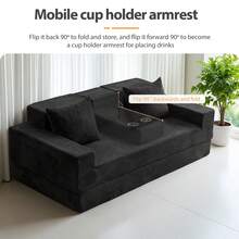 MAXYOYO Loveseat Sofa Bed,4 In 1 Foldable Floor Sofa Couch In A Box With 2 Cup Holders,Convertible Boneless Couch Folding Recliner Sleeper Chair For Living Room,No Assembly Required, - màu đen - Xem 8