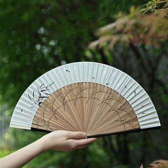 1pc Chinese Style Retro Folding Fan, Portable Hand Fan, Minimalist Design, Chinese Style Gift, Tassel Decor - Handheld Dance And Decorative Fabric Fan, Suitable For Stage Performance, Costume Accessory, Photography Prop, Portable Fan, Mother's Day Gift, Father's Day Gift, Carnival Party