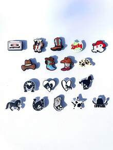 18pcs Western Crocodile Pattern ABS Plastic Charms, Suitable For All Seasons, Spring, Summer, Autumn, Winter, Shoe Decorations, DIY Shoe Accessories, Student Decorations, Nurse Shoes Decorations, Women's Shoes Flowers, Outdoor Party Beach, Suitable As Gifts For Women, Students, Nurses, Children, Holidays, Vacations, Daily Fashion, New Arrivals, All-Season, Shoe Decorations, Shoe Decorations, Women's Shoe Decorations, Valentine's Day Gifts, Back To School Gifts