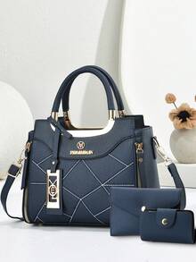 Elegant broderad damhandväska - Med avtagbar axelrem, dragkedja, blekningsbeständig i sjöblått/vitt/rött/svart, gyllene metalldetaljer, vardaglig elegans | Handväska | Väska med avtagbar rem - Beige - Visa 8