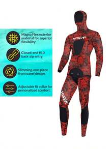 HISEA 5mm Thick Neoprene Diving Suit, Unisex Warm Wetsuit, Women's Separate Style Cold-Proof Fishing Suit, Men's All-Season Warm Snorkeling Swimwear Set - Red - View 9