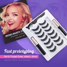 5 Pairs Magnetic False Eyelashes Set, Natural Look, Synthetic Eyelashes, Makeup - Black - View 5