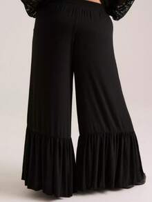 Pantalones largos negros de moda para mujer, elegantes, de talla grande, de corte holgado, para primavera y verano - Negro - Ver 2