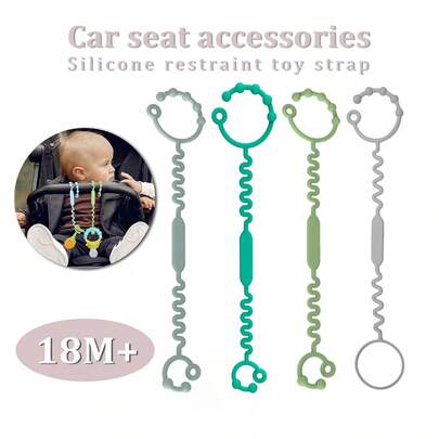 4 piezas de correas de ajustables de silicona para juguetes, aptas para sujetar juguetes, botellas, tazas, chupetes a cochecito, trona, silla de coche, duraderas y antideslizantes, artículos esenciales para bebés