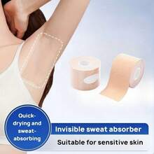 1片装一次性超薄透气可调节长度腋下吸汗贴，可用于胸部/肩部/腰部/腿部肌肉，吸汗衣物贴，腋下吸汗贴，专为大量出汗设计，吸除异味，男女通用低过敏性衣物保护贴，适用于户外运动、徒步、跑步、办公、游泳等场合，可用于胸部塑形，尺寸为5厘米*5米/1.9英寸*196.8英寸 - 多色 - 查看 1