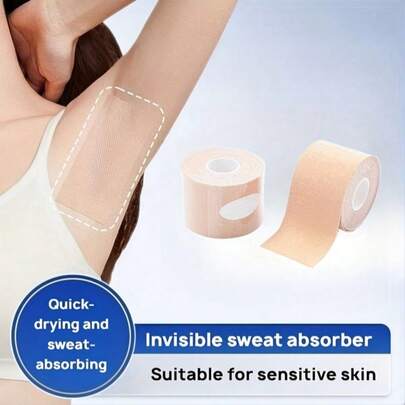 1pc Disposable Ultra-Thin Breathable Customizable Length Underarm Sweat Pads, Chest/Shoulder/Waist/Leg Muscle Stickers, Sweat-Absorbing Clothing Stickers, Underarm Sweat Pads, Designed For Heavy Sweating, Odor-Absorbing Underarm Pads, Unisex Low-Allergy Clothing Protector Stickers, Suitable For Outdoor Sports, Hiking, Running, Office, Swimming Chest Shaping, 5cm*5m/1.9in*196.8in