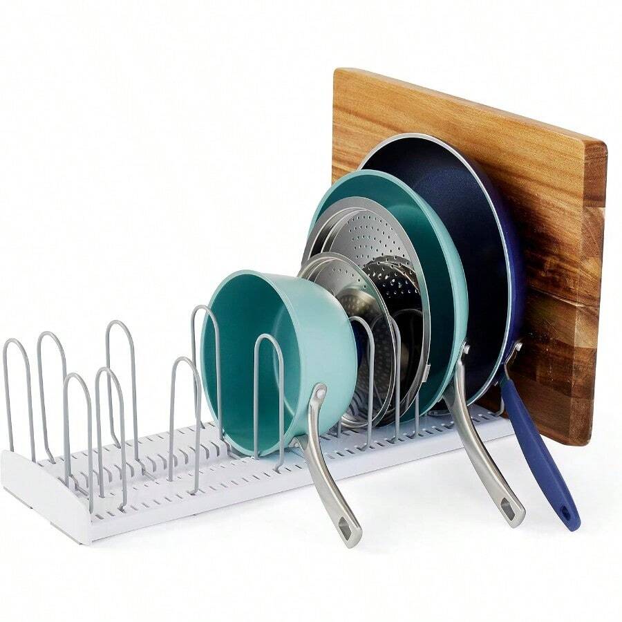 CYPNYouCopia StoreMore - Estante expandible para sartenes y tapas organizador ajustable de 12.5 a 22 pulgadas de ancho para almacenamiento de gabinetes de cocina edición clásicaFashion - Blanco - Ver 1