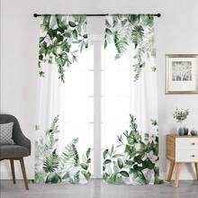 مجموعة ستائر شفافة بتصميم جيب العصا لسهولة التعليق، مثالية للمطبخ والكافيه وغرفة المعيشة والمائدة والشرفة والحديقة وغرفة النوم، للربيع، قطعتان