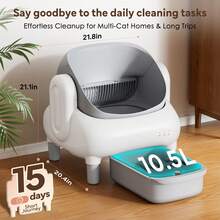 Self-Cleaning Cat Litter Box , Open-Top Automatic Cat Litter Box With Safety Protection, App Control, Odor-Free, Safety Sensors Protection, Odor Control Includes 2 Roll Liners,Large Waste Bin, Cream White,Gift For Cat Owners - Xem 7