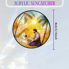 1/3 pièces Ornement décoratif coloré en acrylique de Jésus marchant sur l'eau, ornement à suspendre pour voiture, décoration religieuse chrétienne, cadeau inspirant pour hommes et femmes, porte-clés, accessoire de sac à dos, 2D - Fil multicolore-doré - Voir 12