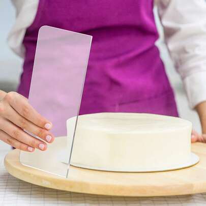 Clear Cake Scraper Acrylic Cake Smoother Scraper Large Icing Frosting Buttercream Edge Smoother For Kitchen Baking DIY Decorating Mousse Butter Cream Pastry