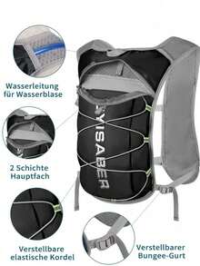 5升水袋背包跑步背心轻便透气水袋日用背包男女通用越野跑马拉松慢跑徒步登山露营骑行，骆驼牌水袋背包（黑色 - 仅背包） - 黑色 - 查看 2