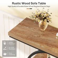 Tribesigns Mesa de pasillo de 63 pulgadas, mesa consola de estilo rústico con 2 patas curvas, consolas de madera detrás del sofá para la entrada, pasillo, salón (marrón y gris vintage) - Marrón - Ver 4