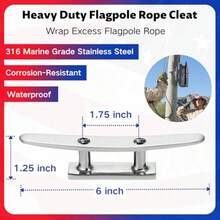 Juego de cuerda y clips de bandera cuerda de nailon para poste de bandera de 50 pies con gancho de tacos resistente de 6 pulgadas anillo de retención de asta de bandera y 2 clips - como en la foto - Ver 6
