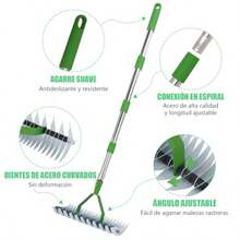 Rastrillo de Paja de 669 Pulgadas de Acero Al Carbono Robusto Rastrillo de Césped con 4 Postes Desmontables para Limpiar Césped Muerto Jardín - 211 - Ver 2