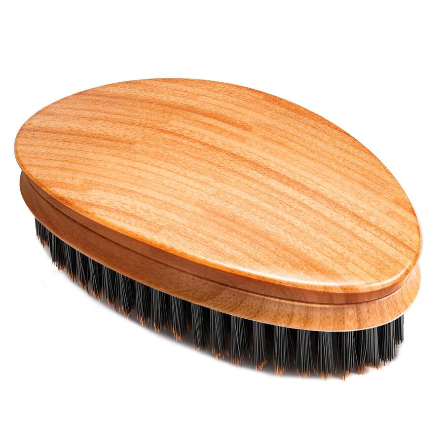 Goiple 1pc 360 Wave Brush For Defining Wave Pattern, Scalp Massaging, Enhancing Hair Pull, Fuller Coverage, Travel-Friendly, Pocket-Size, Curved Design, Medium Hard Bristle, Premium Natural Wood, Daily Styling, Men With Textured, Curly Hair, Enthusiasts Pursuing 360° Waves | 5 Colors (Black/Natural Wood Grain/Zebra Wood Grain/Blue Wood Grain/Red Brown Wood Grain) | Salon-Quality Professional Hair Tool For Barbers, Hairstylists & At-Home Use | Perfect Valentine's Gift