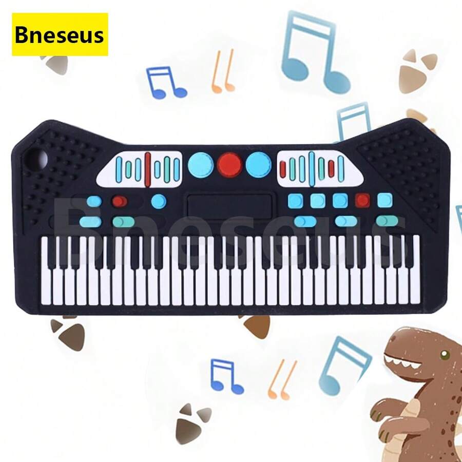 1pc Silicone Teething Toy, Baby Chewing Toy, Anti-Swallowing Design, Christmas Gift For 6-24 Months Old Boys And Girls - Piano Teething - View 1