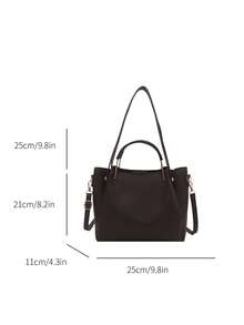 1pc Women's Fashionable Commuter Solid Color Shoulder Bag, Portable Versatile Large Capacity Shoulder Bag, Suitable For Dates, Shopping, Outings, Work - Coffee - View 2