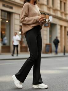 EBIOSVE Women's Flared Yoga Pants In Black | High-Waisted Tummy Control With Side Pockets | Lightweight & Stretchy For Spring & Fall - 3pcs(black) - 查看 10