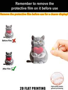 2D Flat, 1pc British Shorthair Cat Keychain - Gray & Orange Tabby, Car Interior Hanging Decor, Cute British Shorthair Cat Pendant, Pet Lover Gift, Fits Most Keys And Vehicles, Exquisite Animal Ornament, With Protective Film, Exclusive For Animal Enthusiasts - Colorful - View 5