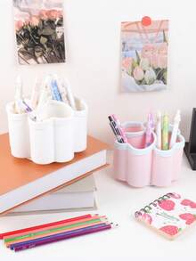 1 szt. obrotowy, kreatywny uchwyt na długopisy, 4-komorowy uchwyt na przybory piśmiennicze, odpowiedni do przechowywania przyborów szkolnych i dekoracji domowego biura (z naklejkami z pandą) - Wielokolorowe - Zobacz 10