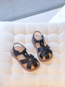 1 Pair Soft Fabric Anti-Slip Criss-Cross Thick Sole Fashion Sandals, Suitable For Community Outings During National Day - Black - View 3