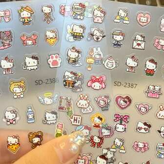 2 piezas de pegatinas con estilo de píxeles, pegatinas de estilo de dibujos animados rosa y blanco, decoraciones de arte de uñas/artículos creativos diarios DIY, regalo de Año Nuevo, regalo de San Valentín, regalo de Pascua (estilo aleatorio)