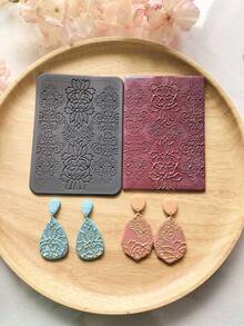 وسادة ملمس ورقة العنب والعباد الشمس، حصيرة ملمس السيليكون الناعم للطين لصنع أقراط الطين الناعم والدبابيس والقلادات والنحت الفخاري، أدوات ديكورية إبداعية DIY - رمادي غامق - مشاهدة 10