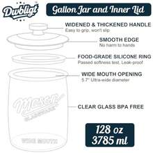 Paquete de 2 tarros de galletas tarro de vidrio de 1 galón con tapas herméticas tarro grande de boca ancha para cocina despensa y lavandería juegos de recipientes de boticario de vidrio - Claro - Ver 5