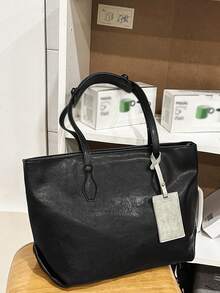 Large Capacity Tote Bag, Travel Shoulder Bag, Shopping Bag, Men's Shopping Bag, Beach Bag With Card Holder, Reusable Shopping Bag, Travel Bag, Suitable For University, School, Outings, Vacations, Lightweight, Large Capacity, Autumn, Christmas Shopping, Thanksgiving, Winter, Wallet, Storage Bag, Gym Bag, Black, Multifunctional Outdoor Casual Travel, Gift For Friends, Valentine's Day, Peach Tree Laptop Bag