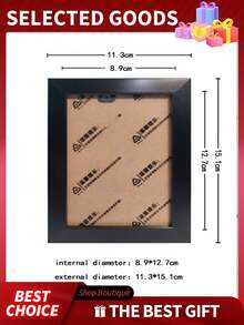 1pc Minimalist Wooden Wall Hanging Photo Frame For Living Room & Bedroom - Black - View 4