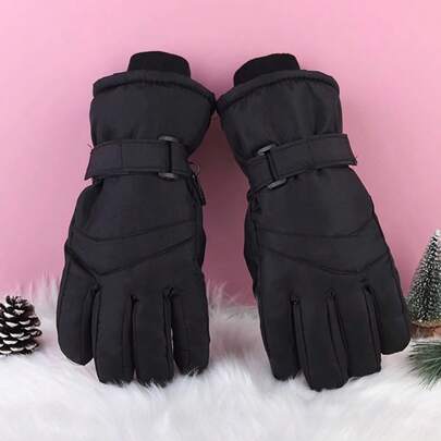 1 Pair Professional Ski Gloves, Unisex, Winter Thick Warm Windproof Waterproof Touchscreen Outdoor Snow Sports Cycling Gloves