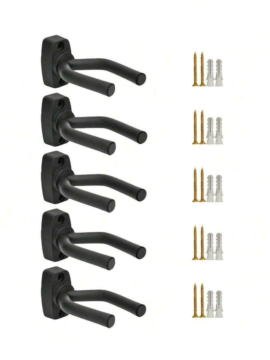 6/5/4/3/2/1 Pc Guitar Wall Mount Hanger, 4pcs Guitar Holder Wall Mounted Display Rack With Screws - Easy Installation - Fits Various Size Guitars, Bass, Mandolin, Banjo, Ukulele - Multicolor - View 1