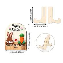 Letrero de madera para escritorio con forma de conejito de Pascua o zanahoria con soporte para fiesta navideña en la granja. - Blanco - Ver 7