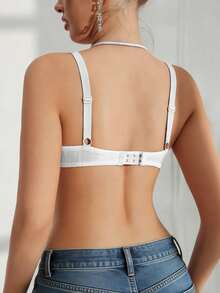 1pc Women's Lace Trim Padded Camisole Bra - Adjustable Straps, Fashionable Everyday Lingerie