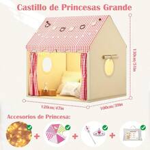 Casa Campaña para Niñas Castillo de Princesas con Luz Estrellas Diadema y Cetro Casitas de Juegos Grande Tienda Carpa de Juego Infantiles Niño Niña Regalo Playhouse 100x120x130cm/39x47x51inches - como en la foto - Ver 5