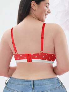 Women's Plus-Size Push-Up Bra - Sexy Graphic Accents, Bust-Lifting & Breathable, Perfect For Everyday Wear. - Red - View 3