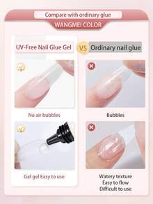 3pcs New Upgraded Quick-Drying 15g No-UV Nail Gel, Suitable For Press-On Nail Stickers, No UV Lamp Needed, Long-Lasting, Ideal For Valentine's Day Nail Art Design - 15g - 查看 6
