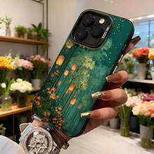 Cubierta de teléfono con diseño de bosque de bambú y farolillos verdes para iPhone estética asiática elegante para uso diario y eventos especiales,Aplicable a los teléfonos de la serie Apple y Galaxy - Negro - Ver 6