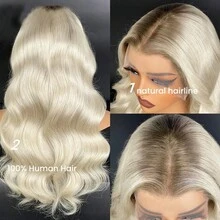 Upgraded Gold-Plated Blonde Wig, Beach Wavy Curls, 220% Density, Middle Part, 13x4 Nude UHD Transparent Lace Front Wig, Confidence-Boosting Human Hair Wig, Platinum Blonde Wig With Dark Roots, Natural Wavy Curls, Christmas Edition, 100% Human Hair Wig, Pre-Cut, Plug And Play, No Glue Needed, 18 Inch Ombre Golden Blonde Wig, Women, Pre-Plucked, Free Shipping - S4/613 - View 4