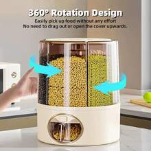 360° Rotating Rice Box - Airtight Dry Food Storage Container, With 6 Independent Compartments, Large Capacity Grain Box, Moisture-Proof Kitchen Food Container, - Multicolor - View 6