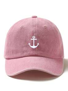 1顶锚图案刺绣棒球帽，时尚轻便，适合户外活动