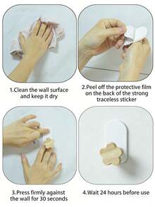 2pcs Easy-Install Wooden Hooks For Bathroom & Kitchen - No-Drill, Strong Adhesive Coat And Towel Hangers, Utility Hooks - Multicolor - View 6