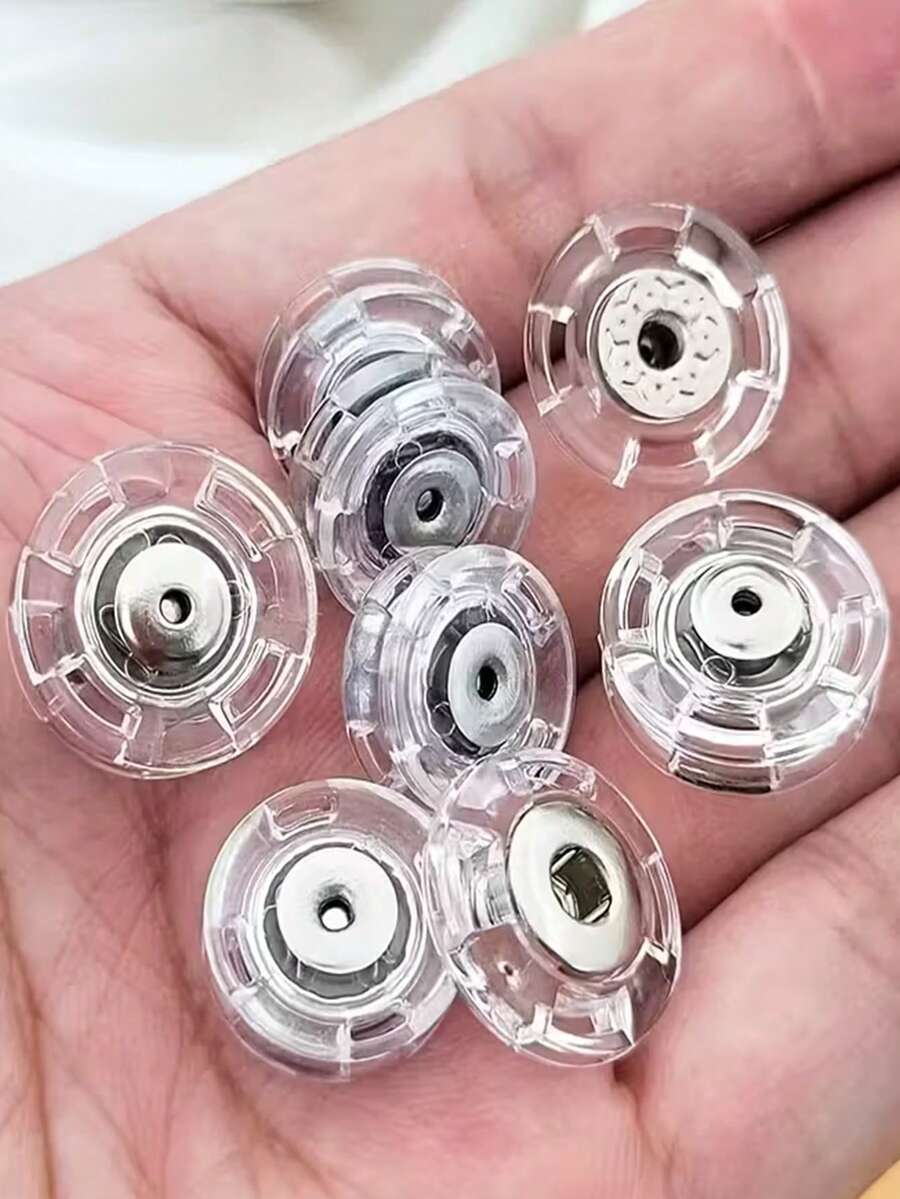 20pcs Large Transparent Invisible Buttons - Durable Plastic Snap Buttons, Suitable For Jackets, Coats, Sweaters, Shirts And DIY Crafts - Concealed Buttons, Sturdy And Durable, Can Be Used For Clothing, Jacket Repairs And Seamless Garment Accessories
