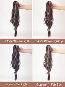 24 Inch High Ponytail Clip-On Synthetic Hair Ponytail, Ombre Braided Ponytail Extension - Multicolor - View 9