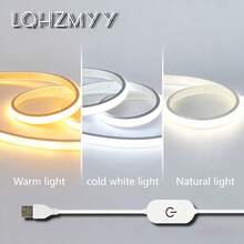 LQHZMYY USB供电LED霓虹灯条，COB高亮度灯条，5V电压，触摸开关，可调光，兼容电视背光，适用于家居、派对、婚礼、万圣节、圣诞节装饰 - 室内装饰照明、活动氛围照明、高亮度LED、夜灯、装饰品、客厅、圣诞派对、卧室夜灯 - 彩色 - 查看 3