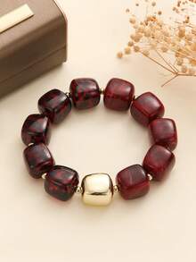 1 đôi vòng tay co giãn đính hạt acrylic vân cổ điển, hạt hình học bất đối xứng, thiết kế hạt kim loại vàng, thích hợp cho phụ nữ trẻ trong các buổi gặp gỡ cuối tuần, triển lãm nghệ thuật và những người yêu thích phong cách cổ điển. - Họa tiết da báo đính cườm nhiều màu - Xem 11