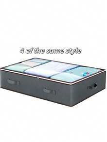 1 pieza/2 piezas/3 piezas/4 piezas/5 piezas/6 piezas Nuevas cajas de almacenamiento debajo de la cama de material, cajas organizadoras de juguetes y bolsas de embalaje, solución de almacenamiento de gabinete de zapatos debajo de la cama, con ventana transparente y diseño reforzado, duradero, adecuado para almacenar mantas, edredones, ropa de cama y ropa. - gris - Ver 10