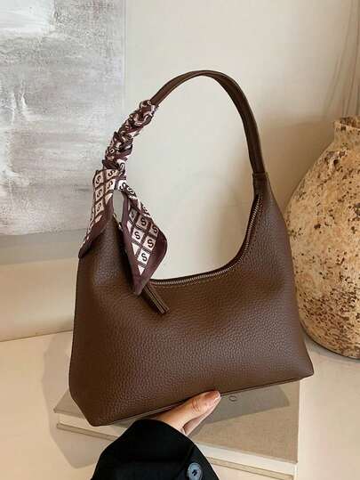 1pc Coffee Brown Crescent-Shaped PU Leather Shoulder Bag[US-Based Shipping]Minimalist Women's Shoulder Bag With Scarf,Skinny Scarf Decor Hobo Bag Medium Zipper Beige Handbag, Shoulder Bag, Hobo Bag Casual, Minimalist Solid Color Portable, Lightweight For Girl, For Women, Rookies & White-Collar Workers, For Woman Gift Bag, Work, Business, Commute, Outdoors, Travel, Outings, Shopping Valentines,Women's Fall Clothing Winter Clothing Christmas Gift Fall Autumn Velvet Furry Party Fuzzy Plush Thanksgiving Festival Cyber Monday Holiday Knitted Winter Valentine's Day Gift Christmas Women's Crossbody New Year Snow Warm Thermal End-Of-Year,Christmas, Christmas Gifts, Christmas Outfits, Christmas Styling, Purse,Carteras Para Mujer,,Gifts For Women,Purses And Bags Women,Purse,Beach,Christmas Bags,Burgundy Purse,Black Purse,Makeup Bag,Customizable Things,Gifts,Cartera,Stocking Stuffers,Funny Gifts,Carteras Para Mujer,Purses And Bags Womenhandbags For Women,Black Purse,Brown Purse,Burgundy Purse